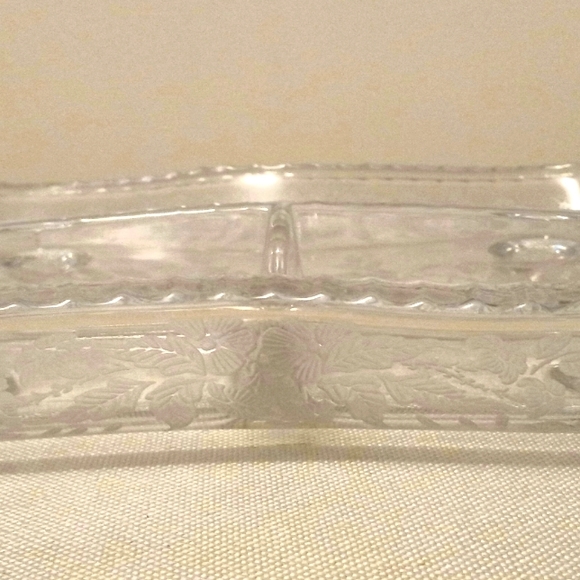 Vintage New Martinsville Glass Co Divided 3 Section Serving Tray 1940s - Picture 3 of 5